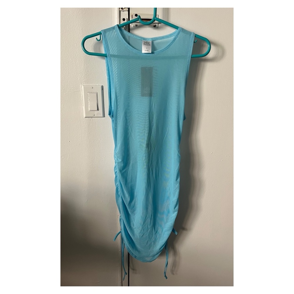 Wild Fable Blue Mesh Dress with Ruched Sides Size Medium